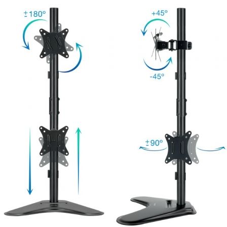 Soporte de sobremesa para 2 monitores tooq db1703tnv-b/ giratorio/ inclinable/ hasta 9kg - Imagen 7