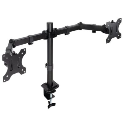 Soporte de mesa para 2 monitores tooq db1802tn-b/ giratorio/ inclinable/ hasta 8kg