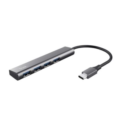 Hub usb tipo-c trust halyx/ 4xusb/ gris