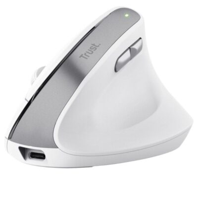 Ratón vertical inalámbrico trust bayo ii/ batería recargable/ hasta 2400 dpi/ blanco