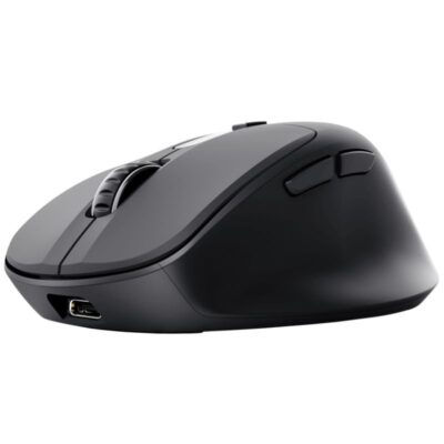Ratón ergonómico inalámbrico trust zevo 25991/ batería recargable/ hasta 4000 dpi/ negro