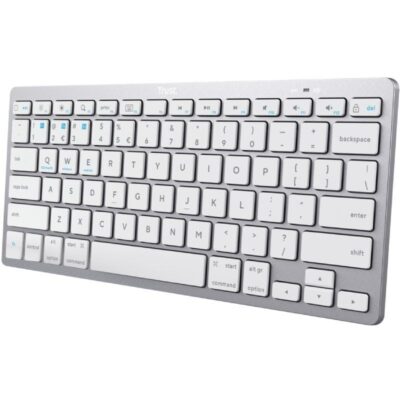Teclado compacto inalámbrico trust 24654/ plata