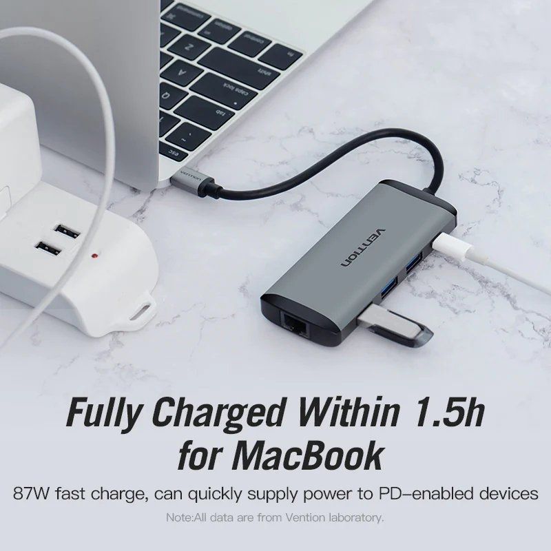 Docking usb tipo-c vention cndhb/ 1xhdmi 4k/ 3xusb/ 1xusb tipo-c pd/ 1xrj45/ 1xlector tarjetas/ gris - Imagen 4