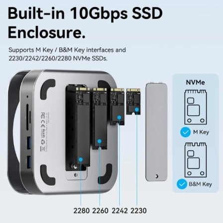 Docking para mac mini usb tipo-c vention thihag/ ranura ssd m.2/ 4xusb/ 1xusb tipo-c/ 1xdisplayport 4k/ 1xlector tarjetas/ - Imagen 9