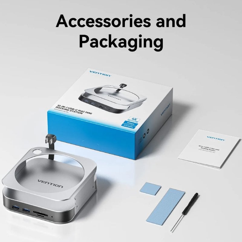 Docking para mac mini usb tipo-c vention thihag/ ranura ssd m.2/ 4xusb/ 1xusb tipo-c/ 1xdisplayport 4k/ 1xlector tarjetas/ - Imagen 5
