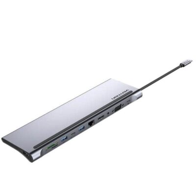 Docking usb tipo-c vention ththc/ 1xhdmi/ 1xvga/ 3xusb/ 1xusb tipo-c/ 1xusb tipo-c pd/ 1xrj45/ 1xlector tarjetas sd y microsd/