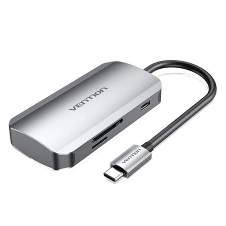 Docking usb tipo-c vention tnhhb/ 3xusb/ 1xusb tipo-c pd/ 1xlector tarjetas sd y microsd/ gris - Imagen 4