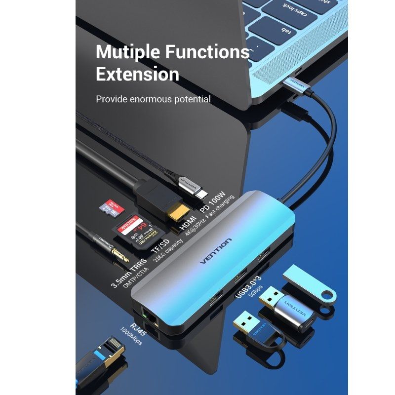 Docking usb tipo-c vention tolhb/ 1xhdmi 4k/ 3xusb/ 1xusb - Imagen 2