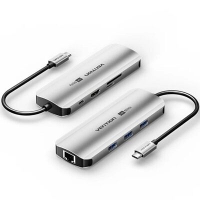 Docking usb tipo-c vention tqkhb/ 1xhdmi 4k/ 3xusb/ 1xusb tipo-c pd/ 1xrj45/ 1xlector de tarjetas/ gris