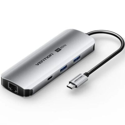 Docking usb tipo-c vention tqmhb/ 1xhdmi 4k/ 2xusb/ 1xusb tipo-c/ 1xjack 3.5mm / 1xrj45/ 1xusb tipo-c pd/ 1xlector tarjetas/