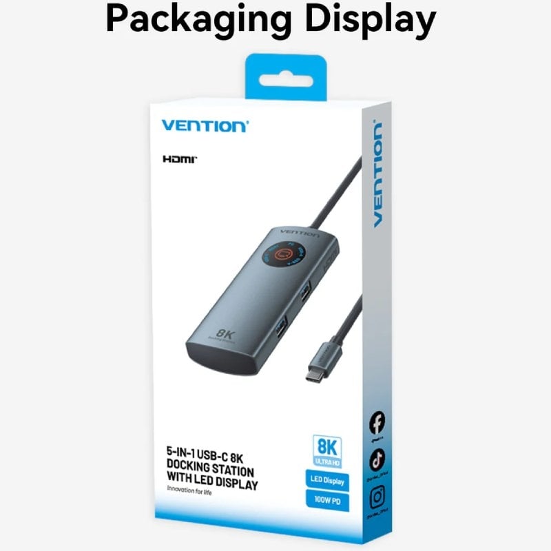 Docking usb tipo-c vention tqxhb/ 2xusb/ 1xusb tipo-c/ 1xhdmi/ 1xusb tipo-c pd/ gris - Imagen 5
