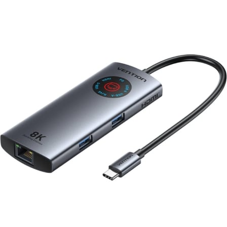 Docking usb tipo-c vention tqzhb/ rj45/ 2xusb/ 1xusb tipo-c/ 1xhdmi/ 1xusb tipo-c pd/ gris - Imagen 6