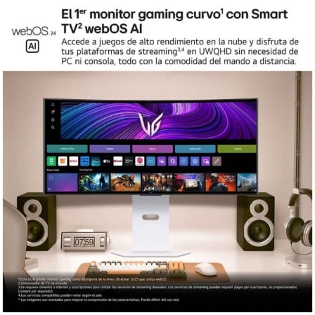Smart monitor gaming ultrapanorámico curvo lg ultragear 34gx90sa-w 34/ wqhd/ multimedia/ 0.03ms/ 240hz/ oled/ regulable en - Imagen 6