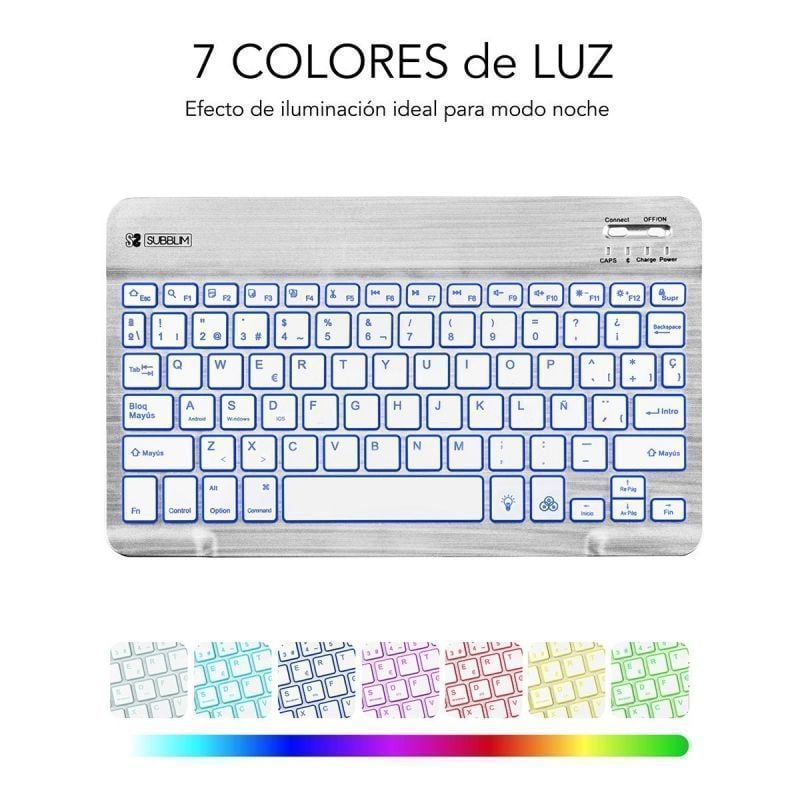 Teclado compacto inalámbrico subblim smart backlit/ plata - Imagen 5